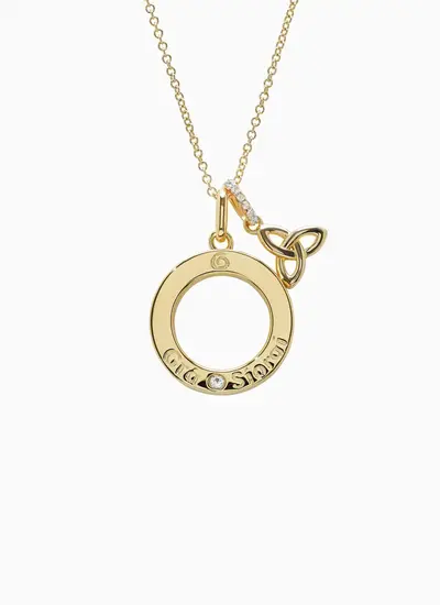 One of a Kind 14K Gold Vermeil Gra Gaelic Love Irish Trinity Necklace 